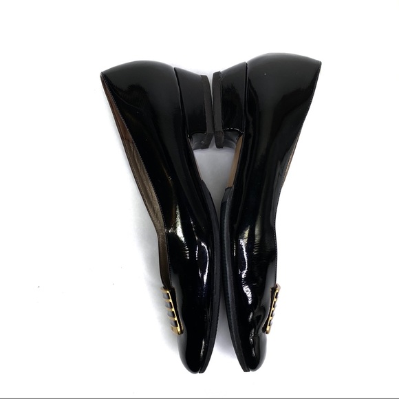 Bally Vintage Elaine Pumps Patent Leather Black Gold 7 - Picture 4 of 8